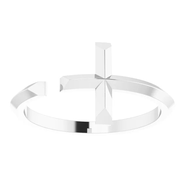 14K White Gold Negative Space Cross Ring