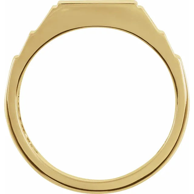14K Yellow Gold .08 CTW Natural Black Diamond 23.5 mm Geometric Signet Ring