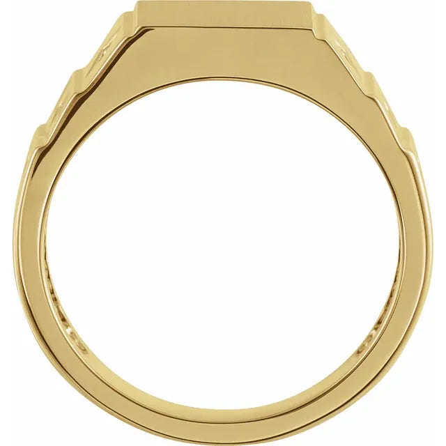14K Yellow Gold .08 CTW Natural Diamond 23.5 mm Geometric Signet Ring