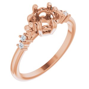 14K Rose Gold Round .06 CTW Diamond Semi-Set Claw-Prong Engagement Ring