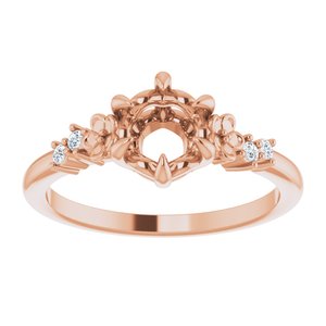 14K Rose Gold Round .06 CTW Diamond Semi-Set Claw-Prong Engagement Ring