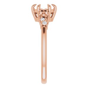 14K Rose Gold Round .06 CTW Diamond Semi-Set Claw-Prong Engagement Ring