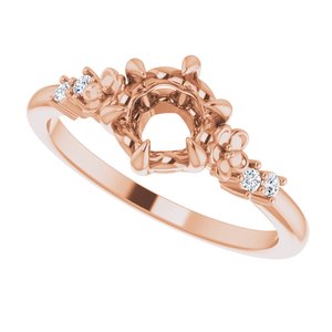 14K Rose Gold Round .06 CTW Diamond Semi-Set Claw-Prong Engagement Ring
