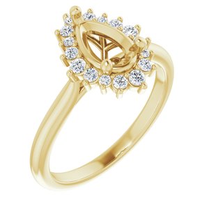 14K Yellow Gold Pear 1/4 CTW Lab-Grown Diamond Semi-Set Engagement Ring