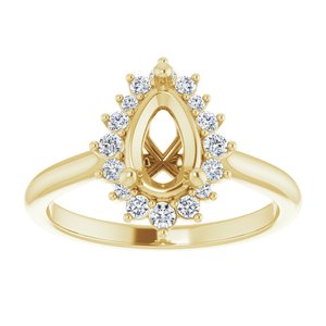 14K Yellow Gold Pear 1/4 CTW Lab-Grown Diamond Semi-Set Engagement Ring