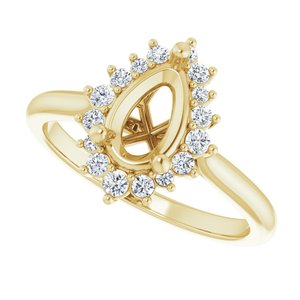 14K Yellow Gold Pear 1/4 CTW Lab-Grown Diamond Semi-Set Engagement Ring