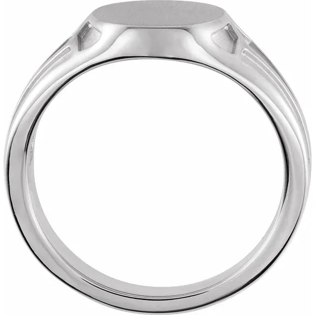 14K White Gold 13x10.5 mm Geometric Signet Ring