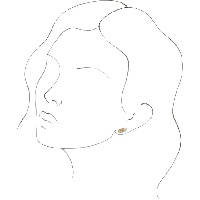 14K Yellow Gold Accented Angel Wing Earring Mounting