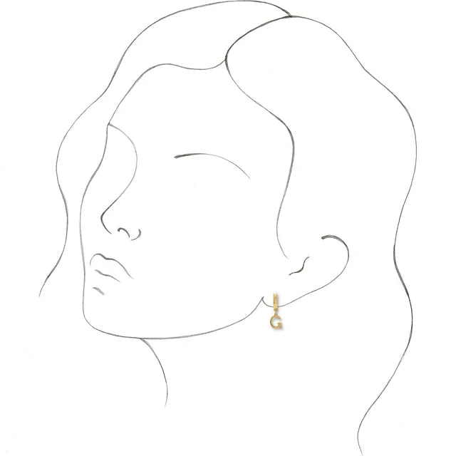 14K Yellow Gold Initial G Hinged Huggie Earring