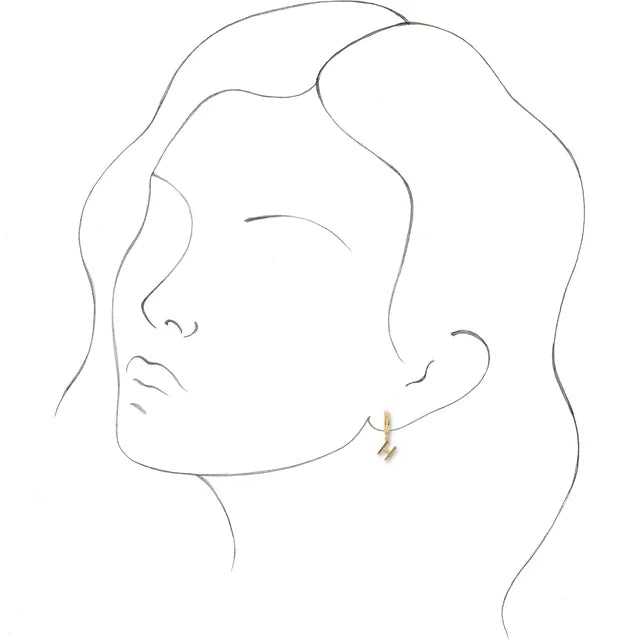 14K Yellow Gold Initial H Hinged Huggie Earring