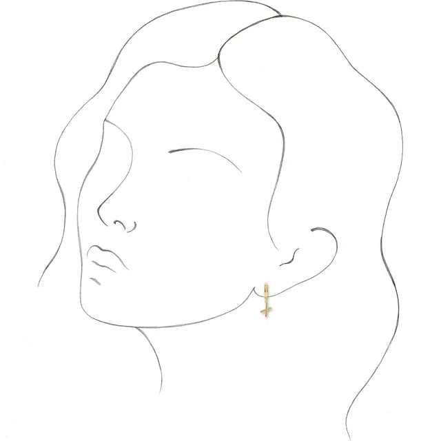 14K Yellow Gold Initial X Hinged Huggie Earring