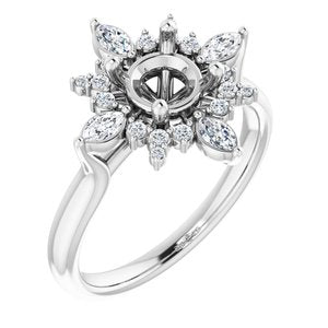 14K White Gold Round 1/3 CTW Natural Diamond Semi-Set Engagement Ring