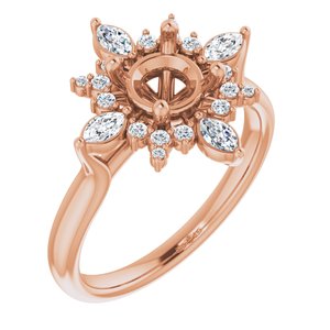14K Rose Gold Round 1/3 CTW Natural Diamond Semi-Set Engagement Ring