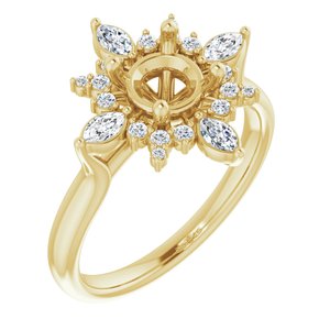 14K Yellow Gold Round 1/3 CTW Natural Diamond Semi-Set Engagement Ring