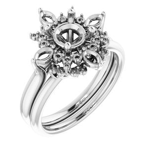 14K White Gold Round 1/3 CTW Natural Diamond Semi-Set Engagement Ring