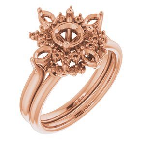 14K Rose Gold Round 1/3 CTW Natural Diamond Semi-Set Engagement Ring
