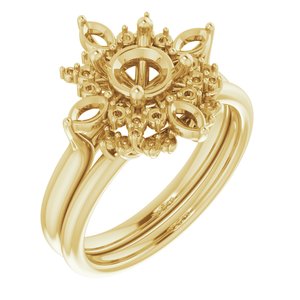 14K Yellow Gold Round 1/3 CTW Natural Diamond Semi-Set Engagement Ring
