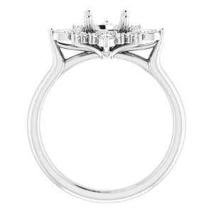 14K White Gold Round 1/3 CTW Natural Diamond Semi-Set Engagement Ring