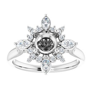14K White Gold Round 1/3 CTW Natural Diamond Semi-Set Engagement Ring