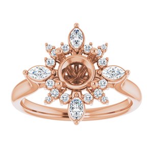 14K Rose Gold Round 1/3 CTW Natural Diamond Semi-Set Engagement Ring