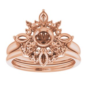 14K Rose Gold Round 1/3 CTW Natural Diamond Semi-Set Engagement Ring