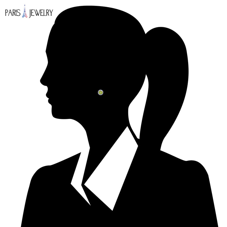 10k White Gold Plated 3 Ct Round Created Peridot CZ Halo Stud Earrings