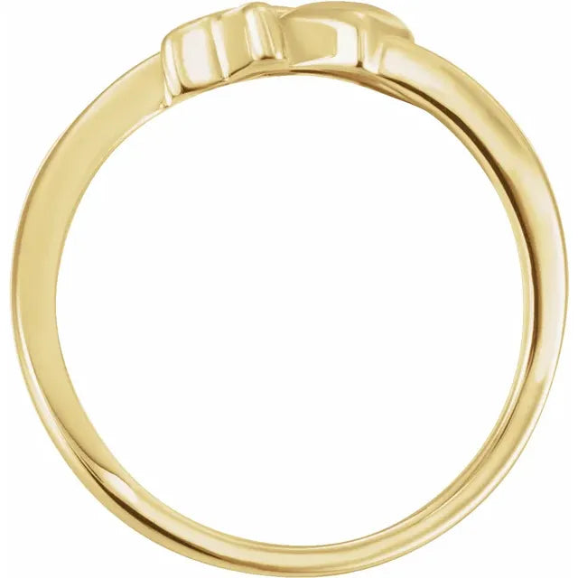 14K Yellow Gold Cross & Heart Chastity Ring
