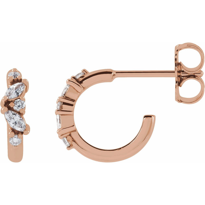 14K Rose Gold 1/5 CTW Natural Diamond Huggie Earrings