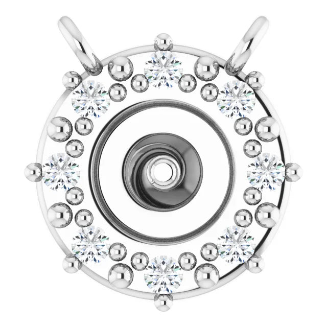 14K White Gold .03 CTW Natural Diamond Semi-Set Halo-Style Necklace Center for 4-4.5 mm Pearl