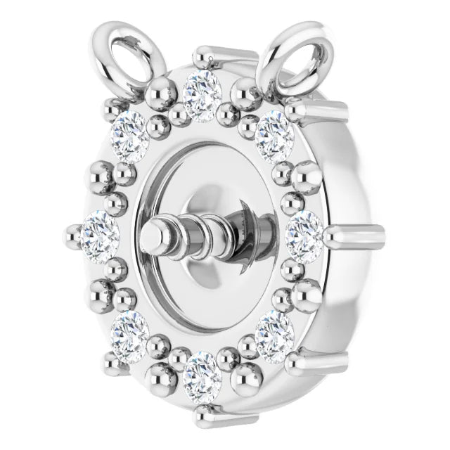 14K White Gold .03 CTW Natural Diamond Semi-Set Halo-Style Necklace Center for 4-4.5 mm Pearl