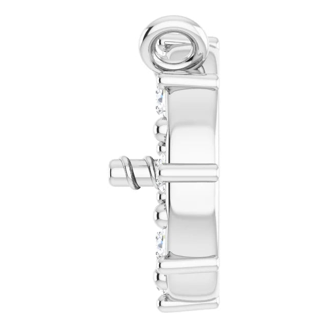 14K White Gold .03 CTW Natural Diamond Semi-Set Halo-Style Necklace Center for 4-4.5 mm Pearl