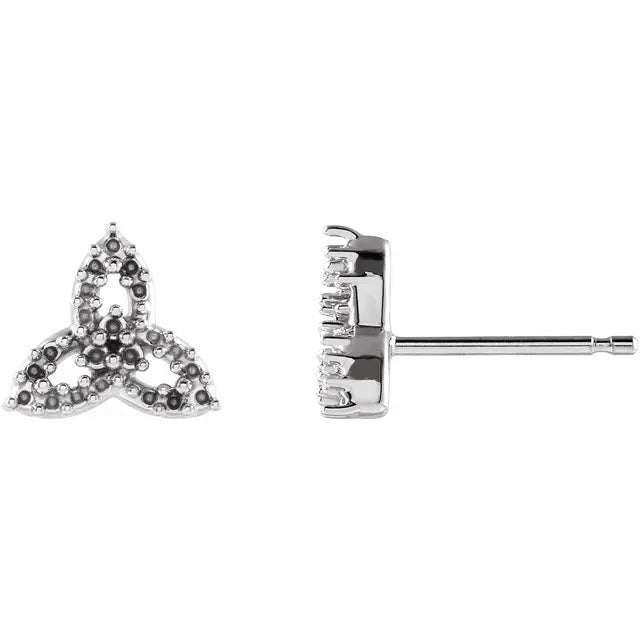 14K White Gold Accented Celtic-Inspired Trinity Earring Mounting