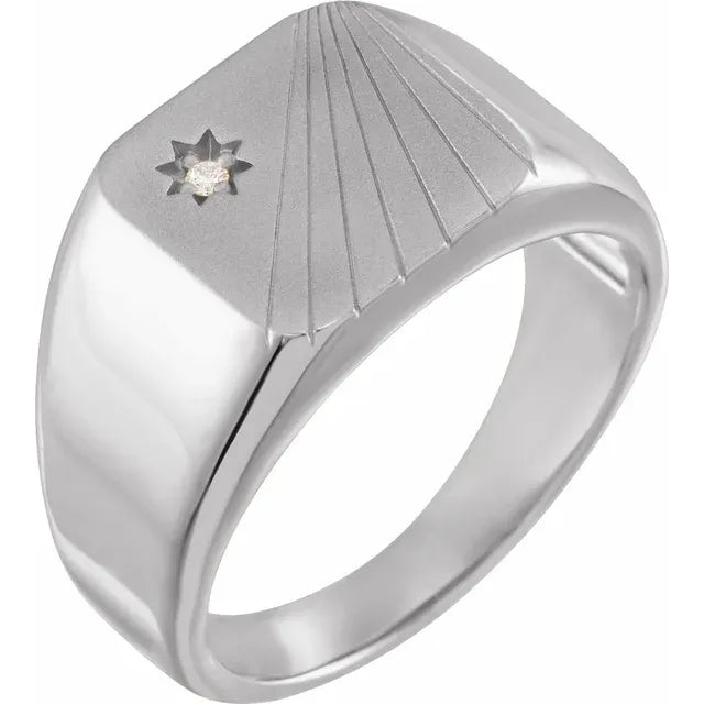Sterling Silver .02 CTW Natural Diamond Celestial Signet Ring