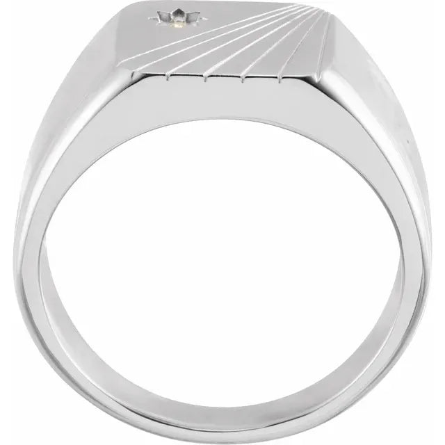 Sterling Silver .02 CTW Natural Diamond Celestial Signet Ring