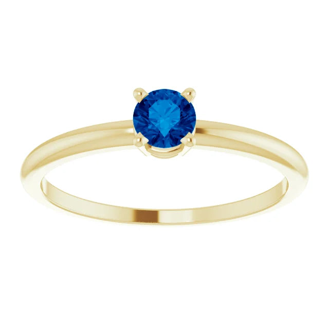 14K Yellow Gold 3 mm Imitation Blue Sapphire Ring