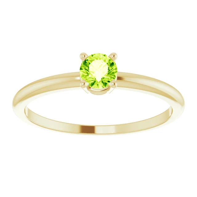 14K Yellow Gold 3 mm Natural Peridot Ring