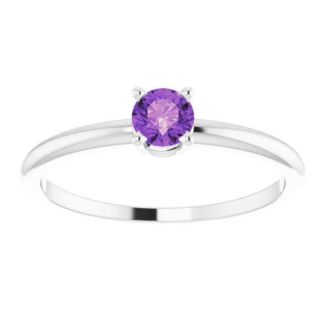 Sterling Silver 3 mm Imitation Amethyst Ring