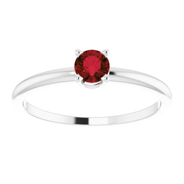 Sterling Silver 4 mm Natural Mozambique Garnet Ring