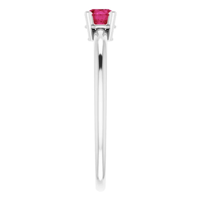 Sterling Silver 4 mm Natural Ruby Ring