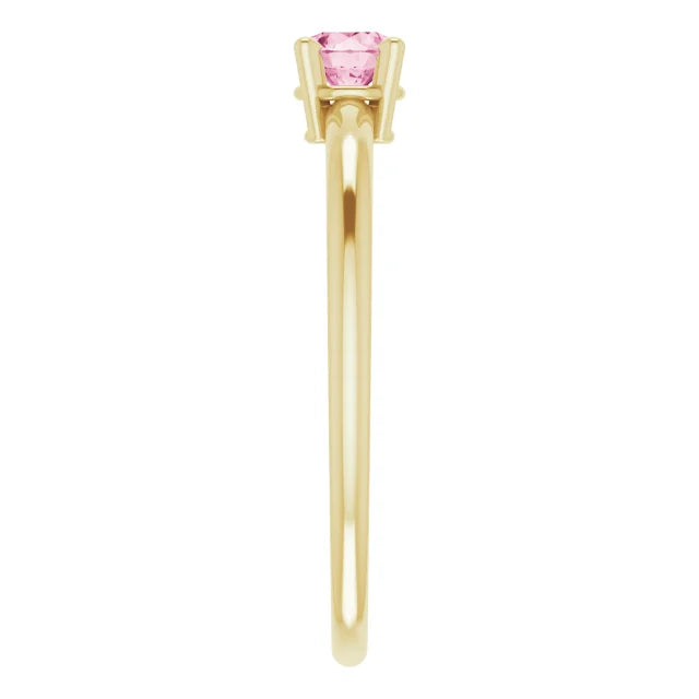 14K Yellow Gold 4 mm Natural Pink Tourmaline Ring
