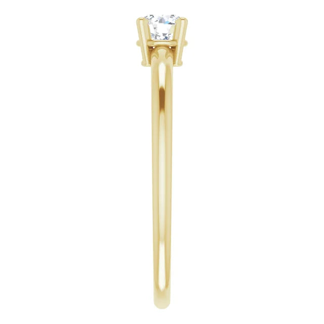 14K Yellow Gold 4 mm Natural White Sapphire Ring