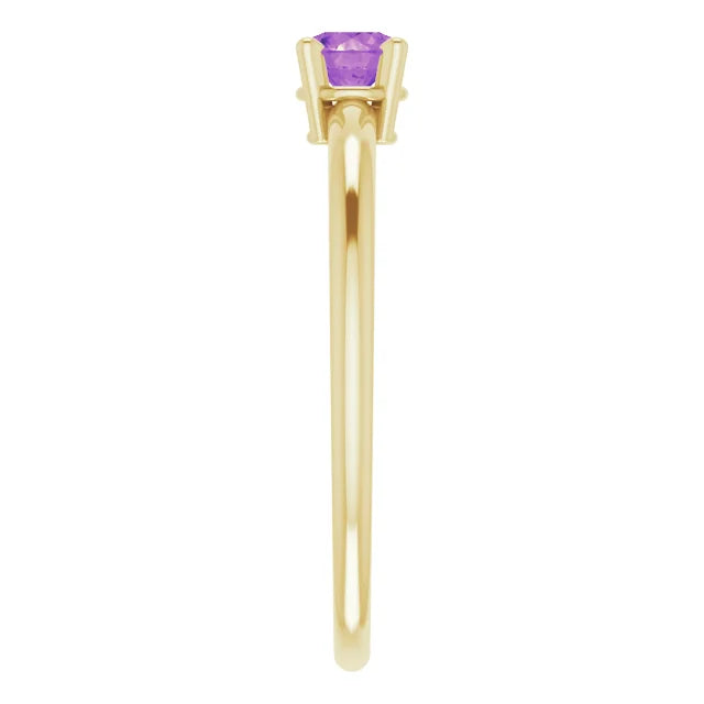 14K Yellow Gold 4 mm Natural Amethyst Ring