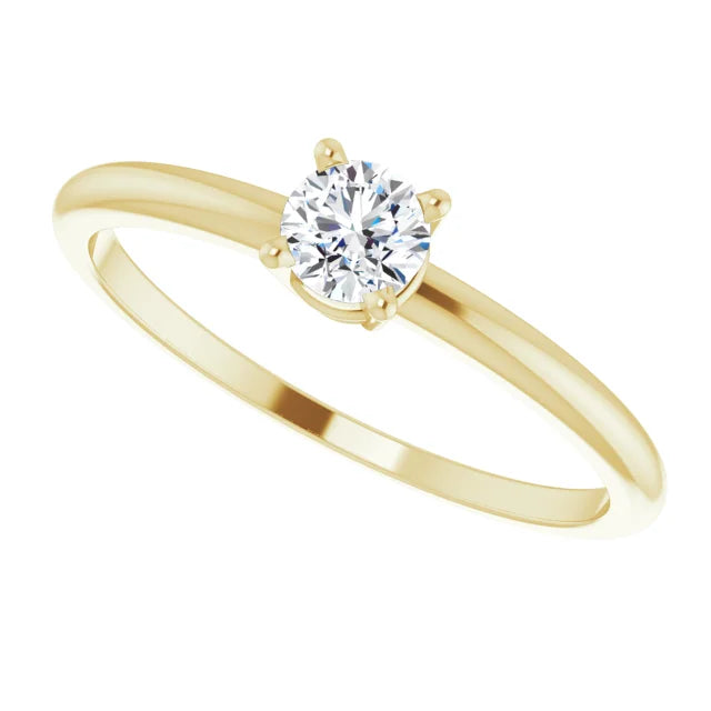 14K Yellow Gold 4 mm Natural White Sapphire Ring