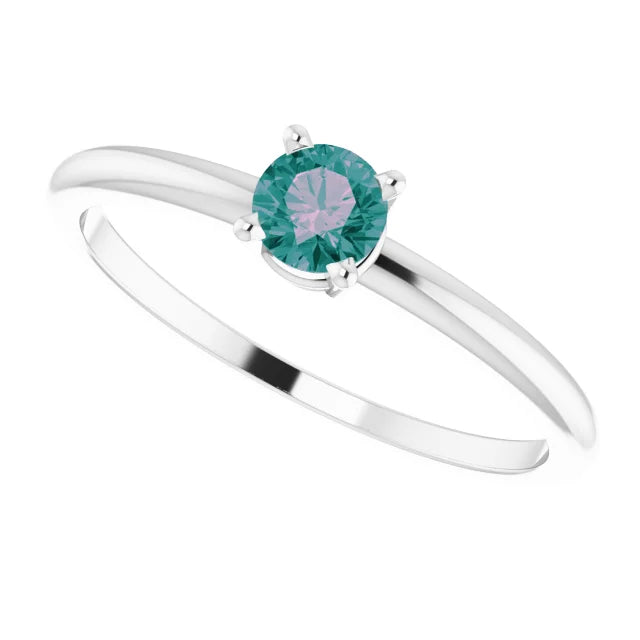 Sterling Silver 4 mm Lab-Grown Alexandrite Ring
