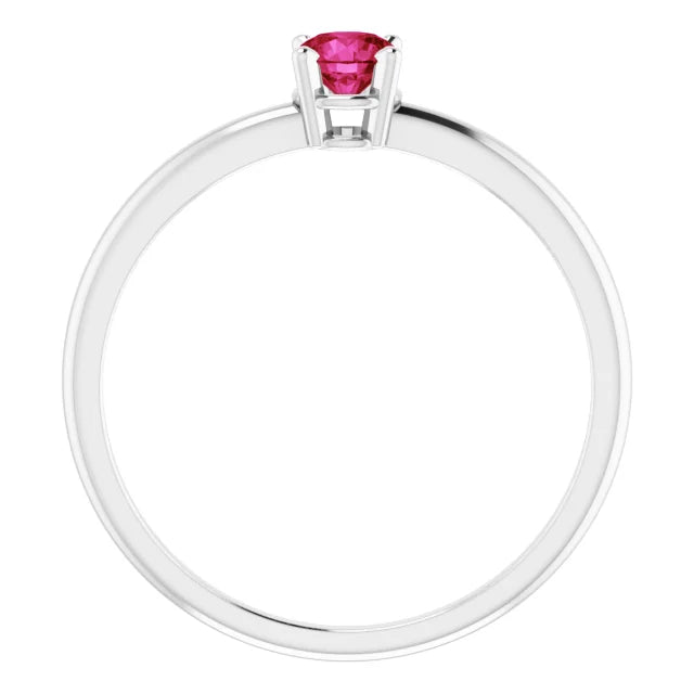 Sterling Silver 4 mm Natural Ruby Ring
