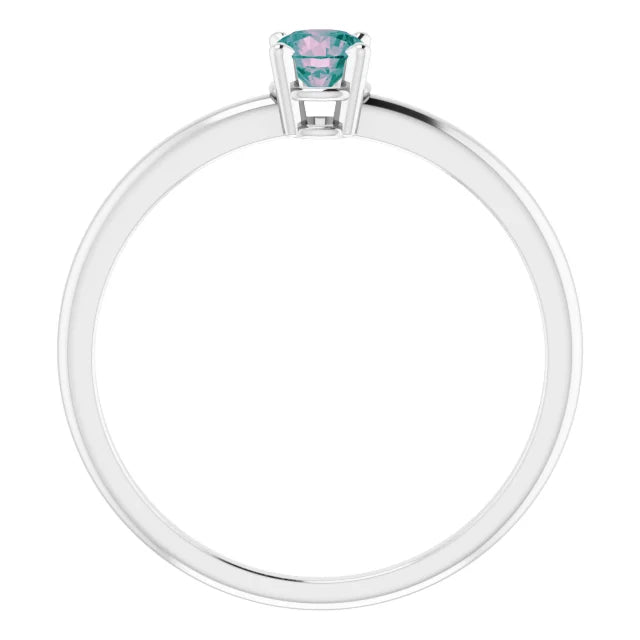 Sterling Silver 4 mm Lab-Grown Alexandrite Ring