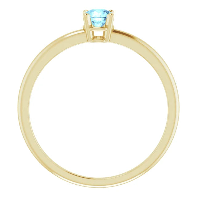 14K Yellow Gold 3 mm Imitation Aquamarine Ring