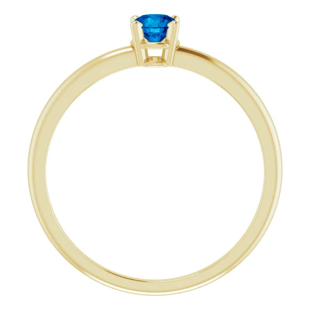 14K Yellow Gold 3 mm Imitation Blue Sapphire Ring