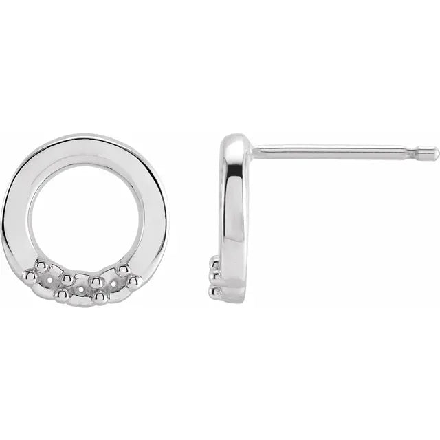 14K White Gold 3-Stone Family Circle Earring Mounting