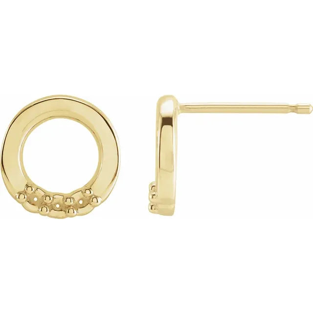 14K Yellow Gold 3-Stone Family Circle Earring Mounting